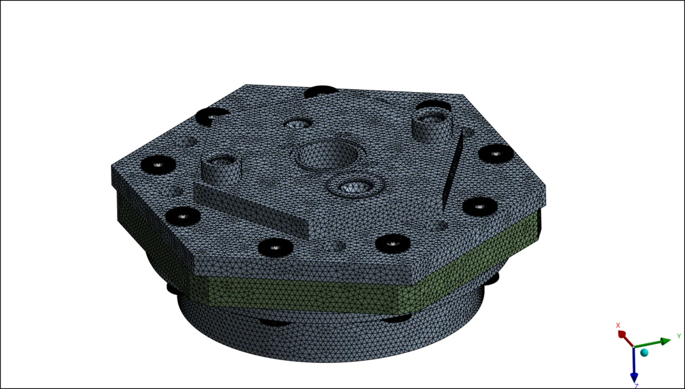 Meshed finite element model of the Phoenix engine injector assembly